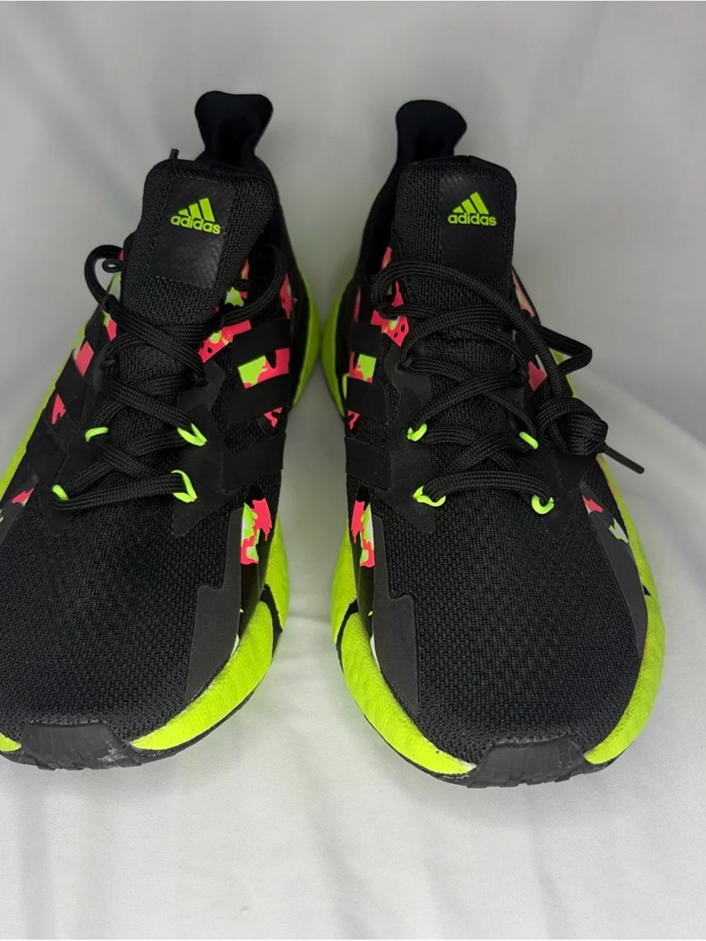 adidas Black Sneakers with Neon Green & Pink Accents